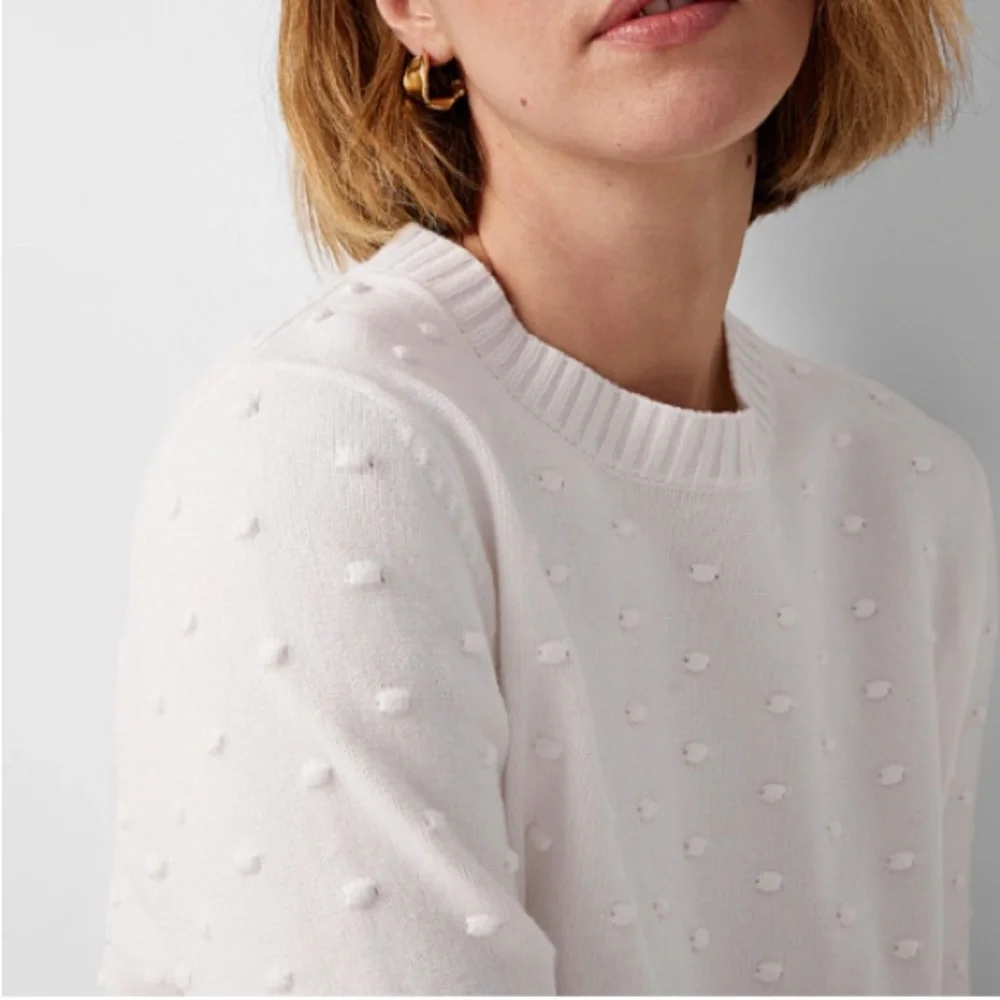 SIMONS CONTEMPORAINE edited modern fashion Puff-sleeve pompom sweater size large - Picture 2 of 9